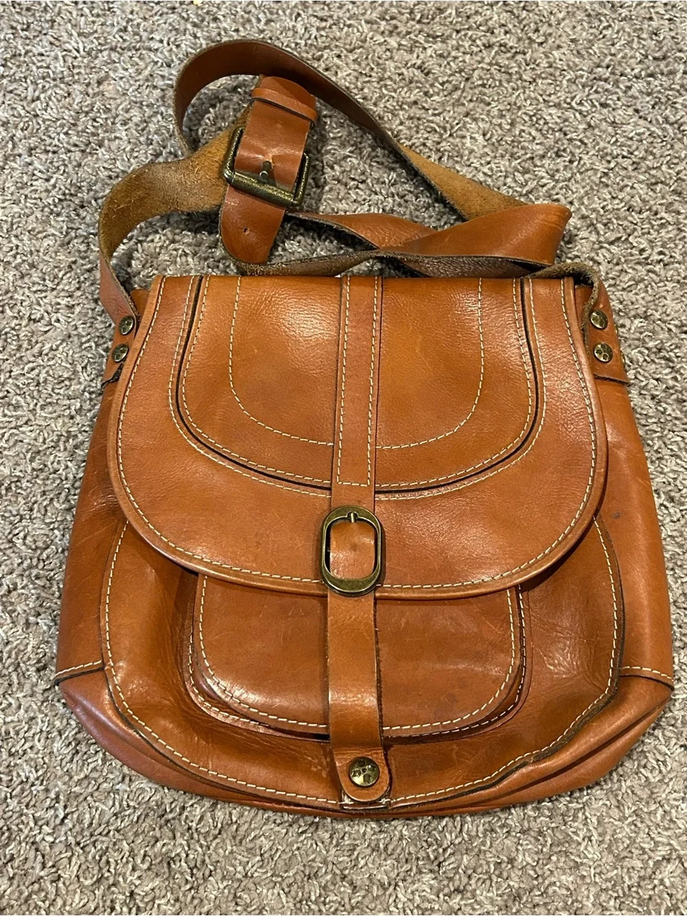 Patricia Nash Italian Saddle Leather Crossbody Bag Western Boho